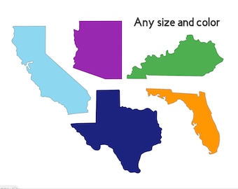 State Die Cuts (Any State, Size and Color) - United States Cutouts - Paper State Shapes - State Cut Outs - Cardstock States