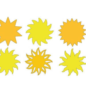 Sun Die Cuts - Any Color, Size, and Shape - Paper Suns - Sun Cutouts - Sun Shapes