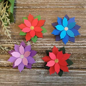 3D Poinsettias All colors and sizes - Layered Poinsettias - Poinsettia Die Cuts - Paper Poinsettias - Red Poinsettias, Blue Poinsettias