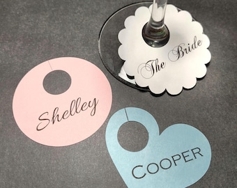Paper Wine Name Tags - Set of 12 Any Color and Shape - Personalized Wine Tags