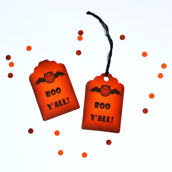 Halloween - Halloween Gift Tags - Boo Y'all Tags - Halloween Tags - Orange Tags - Black Tags - Gift Tags - Halloween - Decoration - Tag