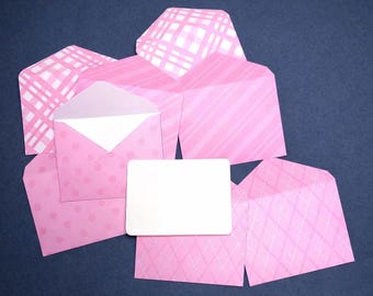 Mini Pink Envelopes and Notecards Set of 8 - Pink Mini Envelopes - Pink Mini Stationery - Small Pink Envelopes - Mini Pink Notecards