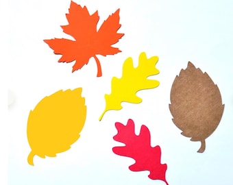 Fall Leaf Die Cuts (Set of 20 Any size, leaf, and color) - Cardstock Autumn Leaves