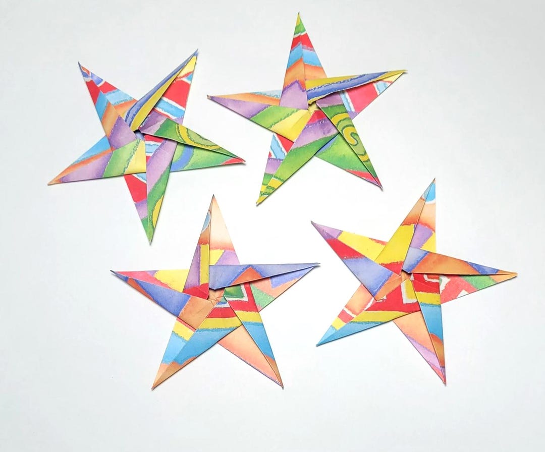 Rainbow Origami Star Ornaments Set of 4 - Origami Stars - Colorful ...