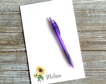 Personalized Sunflower Notepad 5.25&quot; x 8.25&quot; - Personalized Sunflower Stationery - Office Notepad - Sunflower Notepad - Flower Notepad