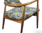 Newly REUPHOLSTERED MCM Danish Mid Century Modern Walnut Lounge Chair in the Style of Craft Associates