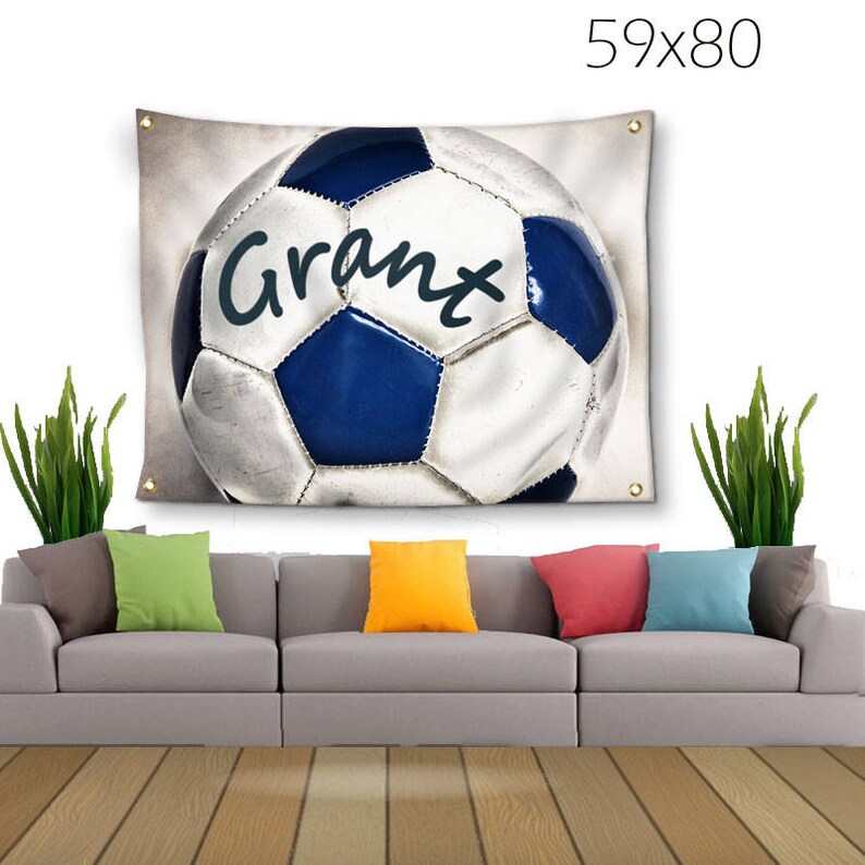 Soccer Tapestry Name On Ball With Image 0 Indoor Outdoor 59x80