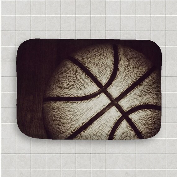 Basketball Bath Mat Basketball Floor Mat Black Tan Etsy