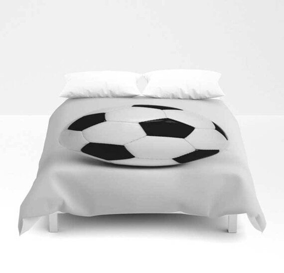 Soccer Duvet Cover Black White Sports Image 0