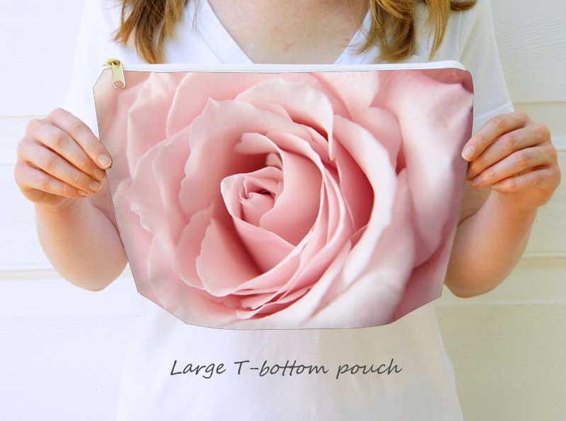 Rose Zipper Bag-Pink Clutch-Flower Pouch-Summer Wedding Essentials-Make Up Bag-Bridesmaid Gifts-Accessory-Floral Bag-Mini Travel Bag