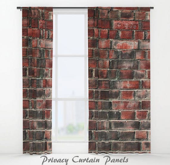 Brick Window Curtain Industrial Chic Wall Image 0