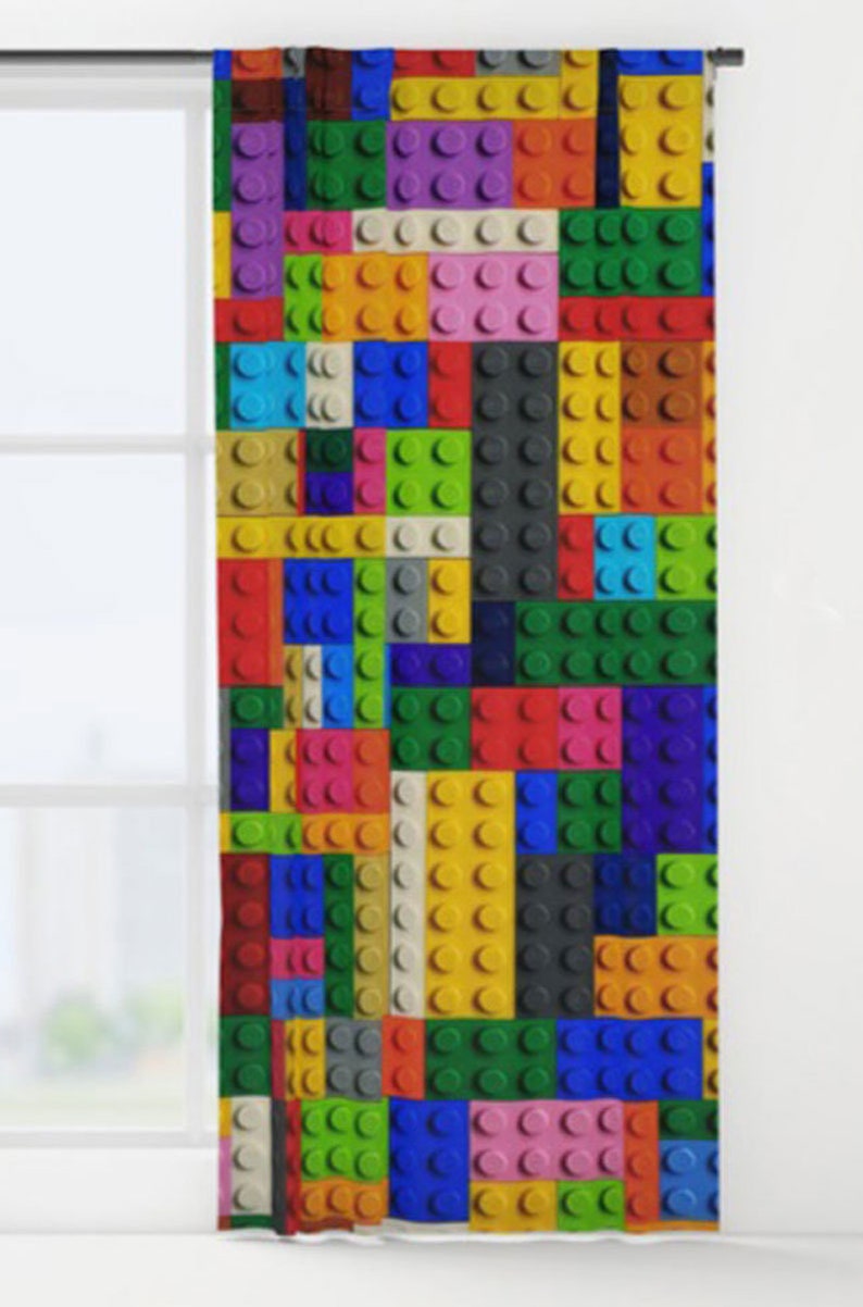 Lego Window Curtainbuilding Bricks Curtainfun Decorkids Etsy