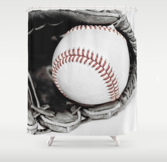 Baseball Shower Curtain Baseball Bathroom Sports Bathroom Dorm Etsy