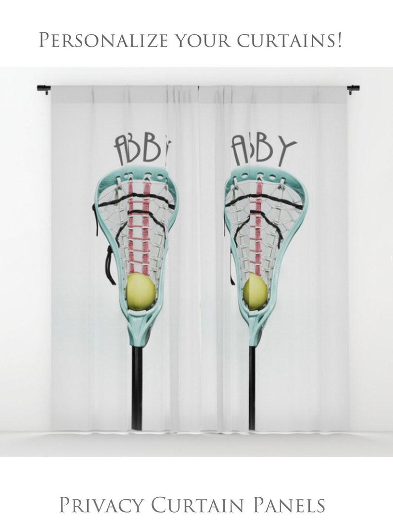 Lacrosse Window Curtain-Sports Decor-Lacrosse Bedroom-Sheer Curtain-Privacy Curtain-Single Panel Curtain-Girls Lacrosse-Personalized Curtain