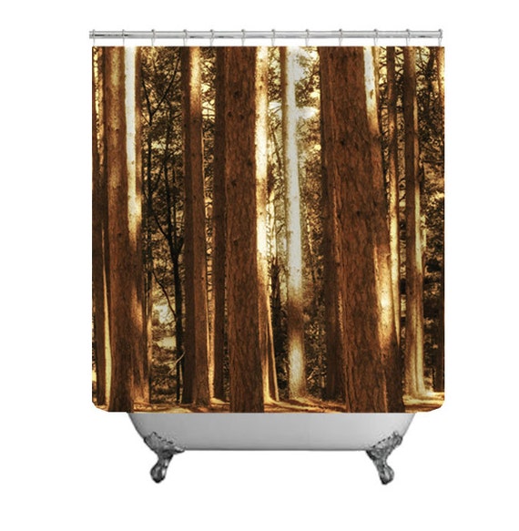 Pine Tree Shower CurtainWoodland Bathroom DecorForest Bath Etsy