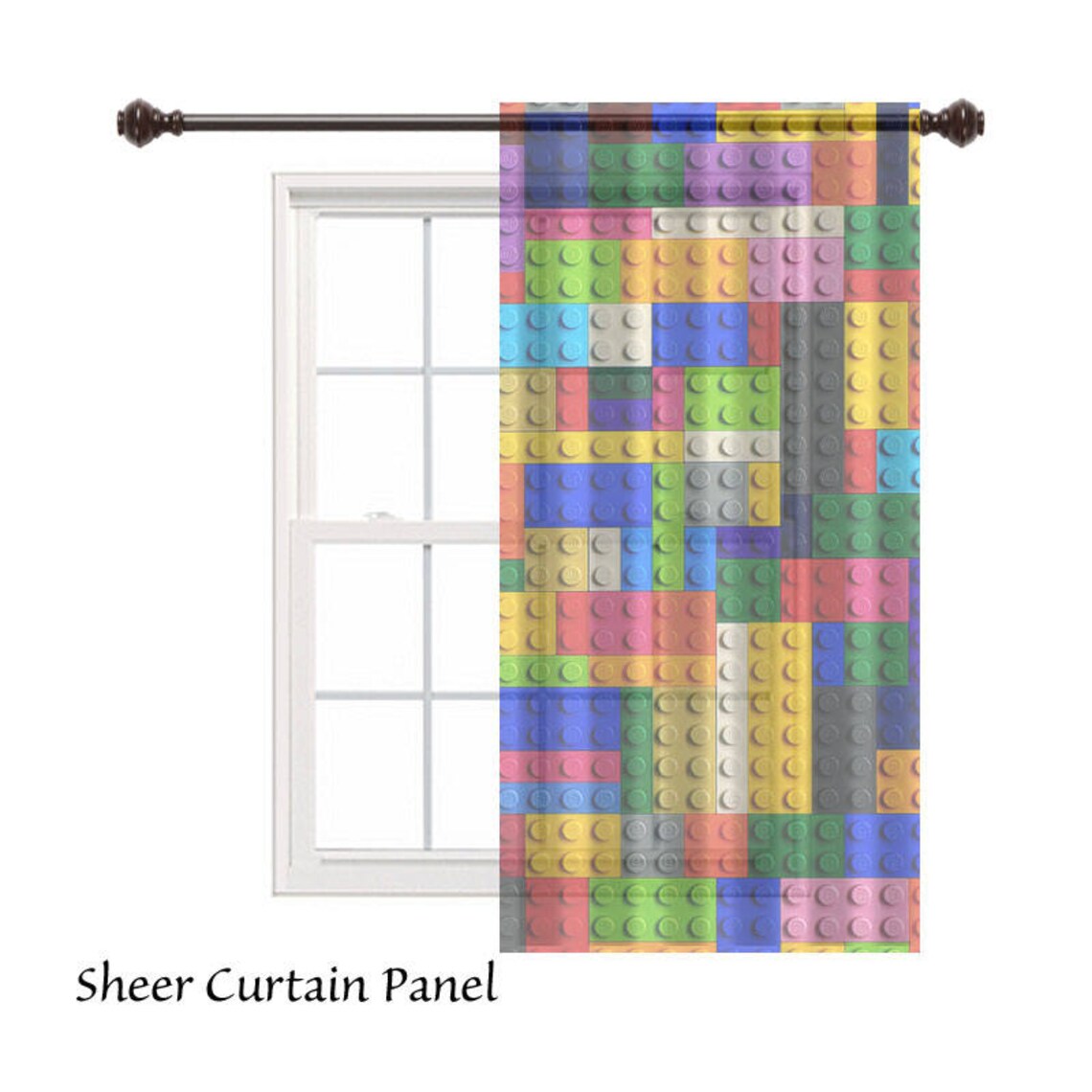 Lego Window Curtainbuilding Bricks Curtainfun Decorkids Etsy
