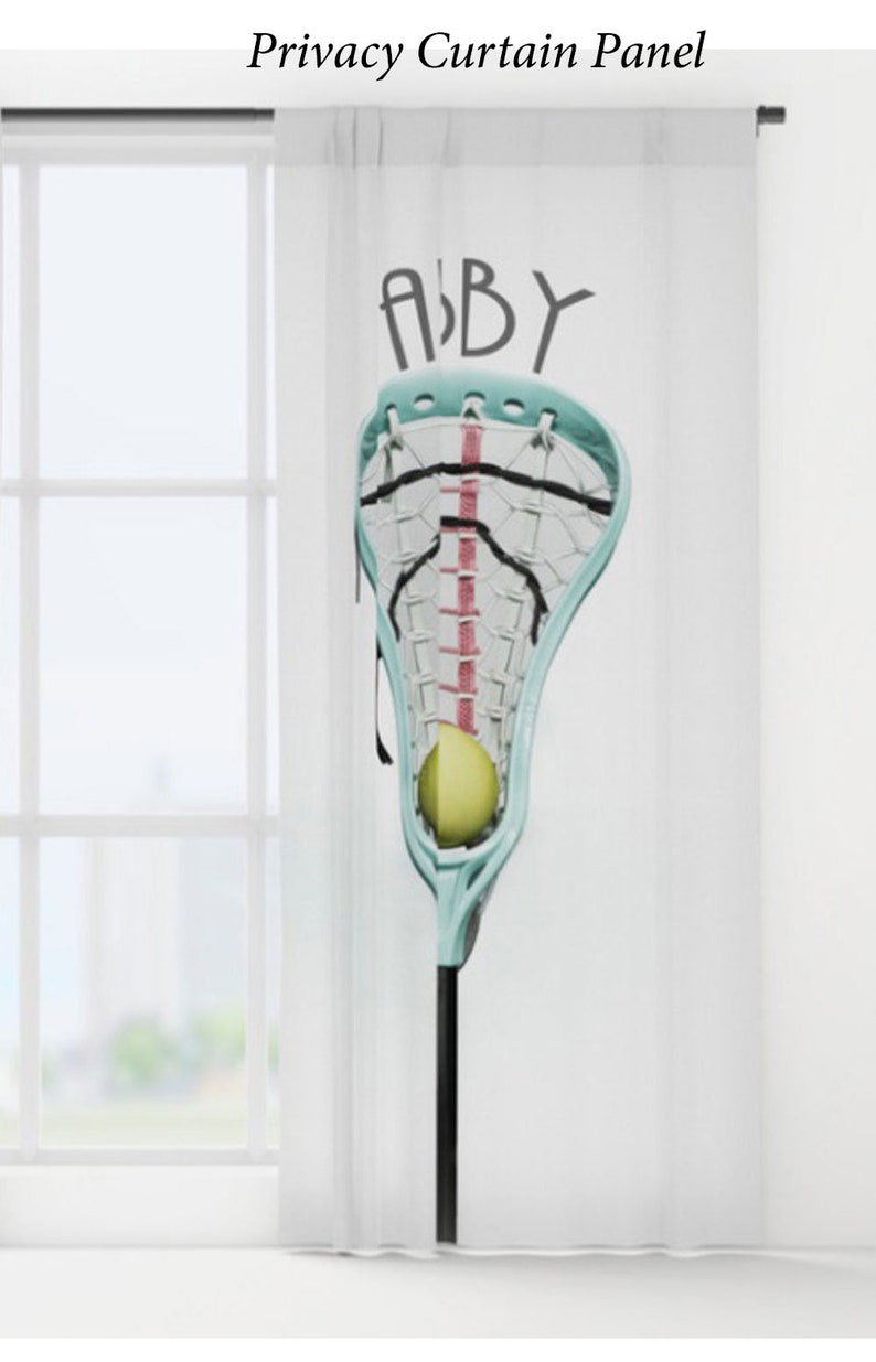 Lacrosse Window Curtain-Sports Decor-Lacrosse Bedroom-Sheer Curtain-Privacy Curtain-Single Panel Curtain-Girls Lacrosse-Personalized Curtain