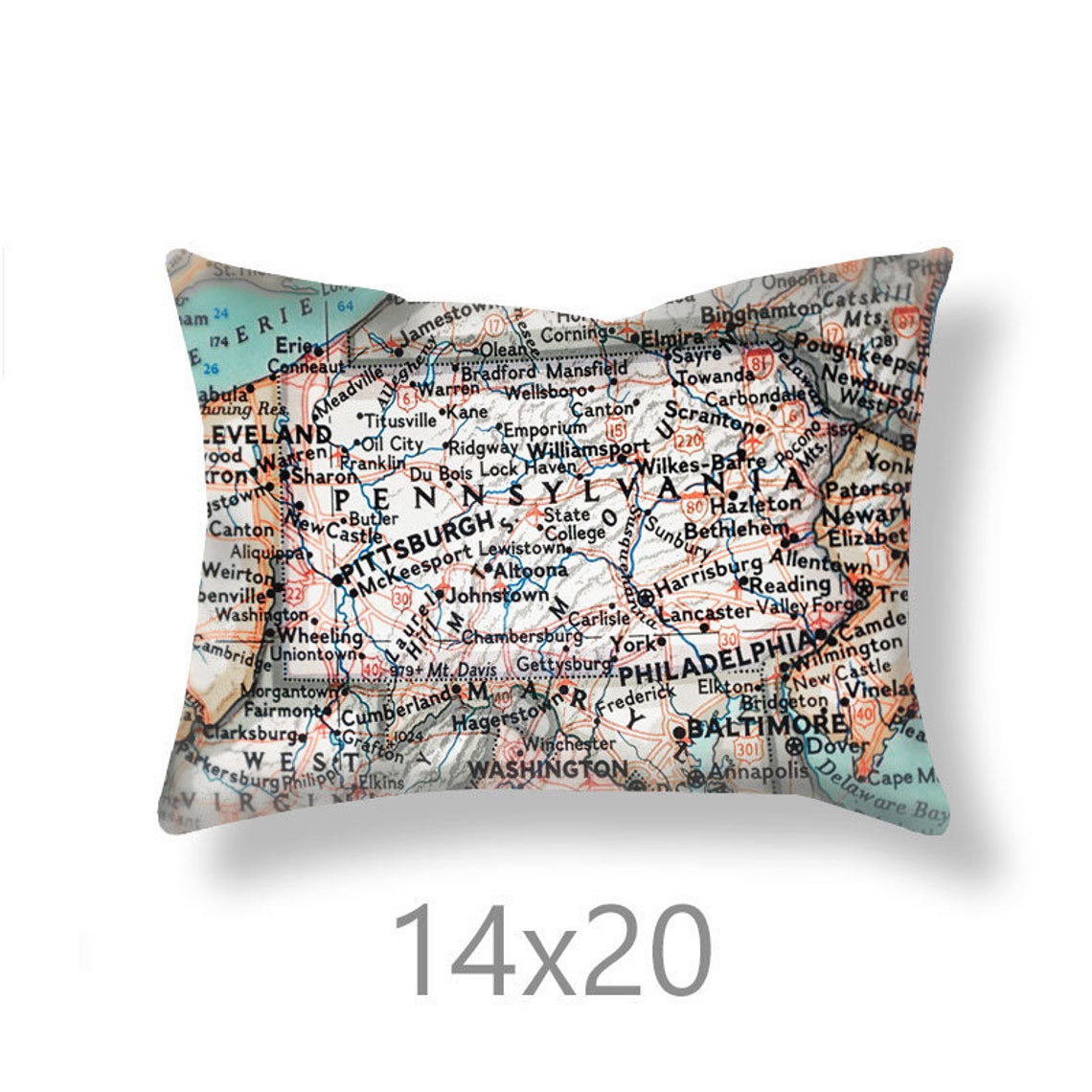 Pennsylvania Pillow CoverThrow Pillow CoverMap Pillow Etsy