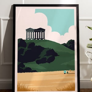Penshaw Monument Reisedruck, Newcastle Reiseplakat, Sunderland Plakat, Newcastle Geschenk, Vereinigtes Königreich, England Wandkunst, Innendekor