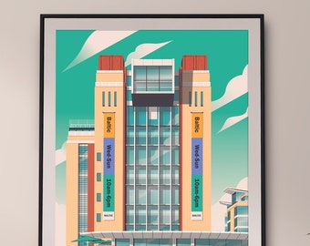 Baltic Centre, Newcastle UK Travel Poster Print, Gateshead Posters, Newcastle City Wall Art