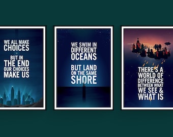 BioShock Rapture Columbia Poster Set - Bioshock Zitat Art Prints - A4 und A3 Bioshock Poster