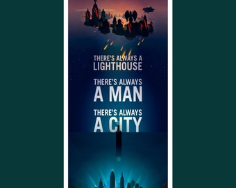 BioShock Rapture Columbia Poster - Bioshock Immer ein Mann, immer eine Stadt Zitat Poster Kunstdruck