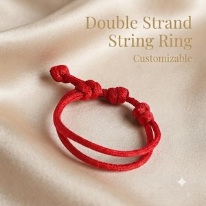 Double Strand Red String Ring • Adjustable. Minimalist Handmade Ring.