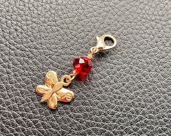 Butterfly Zipper Pull. Gold Zipper Charm. Purse Charm. Keychain Charm. Birthday Gift. Love Token. Minimalist.