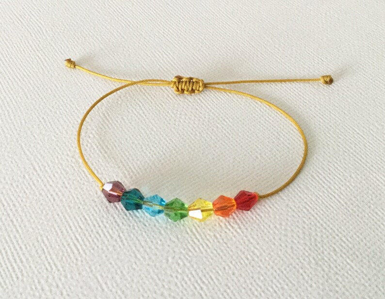 Meditation Gift Minimalist Crystal Bracelet Amulet. Adjustable Thin Cord String Bracelet 7 Chakra Bracelet Yoga Gift