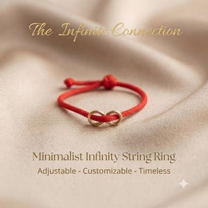 Minimalistischer, goldfarbener Infinity-Charm-Ring, verstellbarer handgefertigter Schmuck