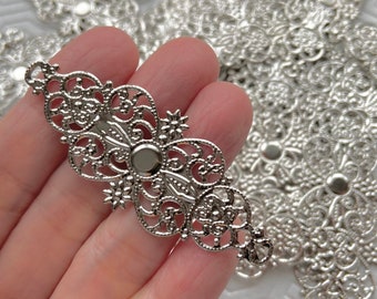 Silver Filigree Wrap Connector. Jewelry Supplies. Craft Supplies.