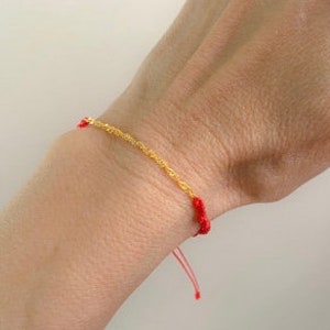 Twisted Knot Gold Chain Bracelet. Red String of Fate. Evil Eye. Kabbalah. Protection. Adjustable. Stackable. Women’s Bracelet. Love Token.