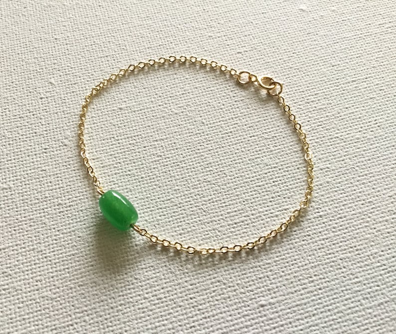 Green Jade Bracelet. 14K Gold Filled Chain Bracelet. Womens | Etsy