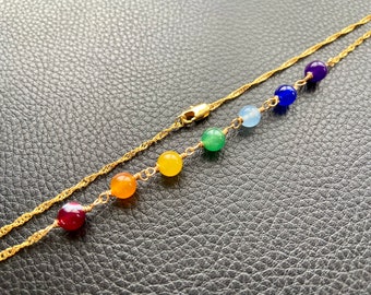 7 Chakra Necklace. Gold Chain Necklace. Women’s Necklace. Valentines Gift. Chakra Gift. Layering Necklace. Love Token. Minimalist.