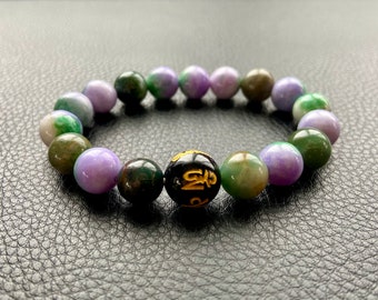 Purple Jade Mala Bracelet. Stretched Rosary Bracelet. Men’s Bracelet. Women’s Bracelet. Stacked Bracelet. Buddhist Bracelet. Meditation Gift