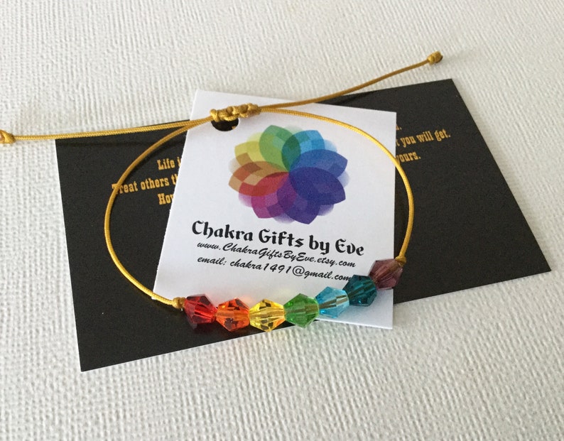 Meditation Gift Minimalist Crystal Bracelet Amulet. Adjustable Thin Cord String Bracelet 7 Chakra Bracelet Yoga Gift