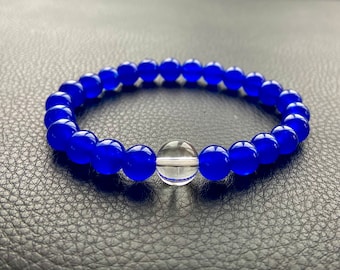 Sapphire Bracelet. Men’s Bracelet. Women’s Bracelet. Stretched Mala Bracelet. Méditation Gift. Stacked Bracelet. Love Token.