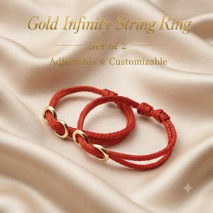 Gold Infinity Red String Ring: Adjustable, Minimalist, Symbolic Love Token
