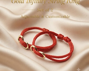 Gold Infinity Red String Ring: Adjustable, Minimalist, Symbolic Love Token