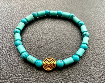 Turquoise Mala Bracelet. Men’s Bracelet. Women’s Bracelet. Stretched Rosary Brace. Meditation Gift. Stacked Bracelet. Love Token.