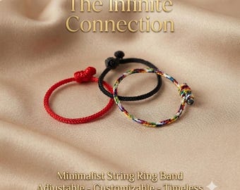 Minimalist Single Strand String Ring. Adjustable & customizable.