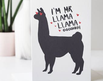 Mr Llama Llama Funny Valentine's Day Card - Llama Valentines Card - Funny Llama Card - Boombastic - Anniversary Card - Valentines Card