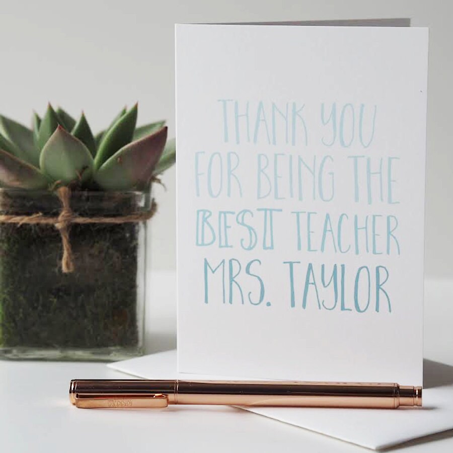 Personalised Teacher Thank You Card - End of Term Gift - Etsy