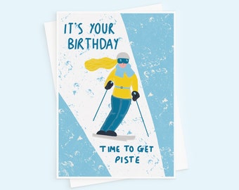 Funny Skiing Birthday Card For Her