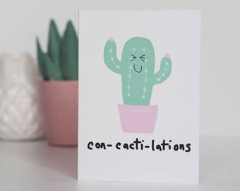 Cactus Congratulations Card - Well Done Card - Con-cacti-lations Card - Congratulations Card - Cactus Card - New Job Card - Exams Card