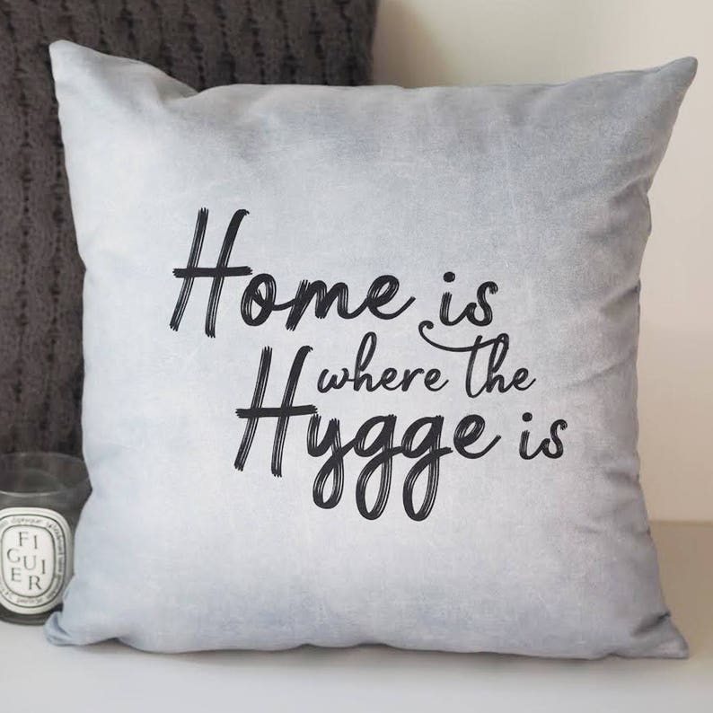 Home is Where the Hygge is Cushion Hygge Cushion Hygge Typography Quote Cushion Quote Cushion Interiors image 1