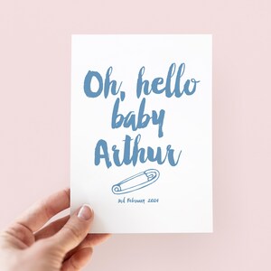 Oh Hello Baby Card - New Baby Card - Baby Girl Card - Baby Boy Card - Personalised Baby Card - Personalized New Baby Card