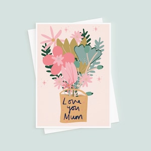 Love You Mum Illustrated Floral Mother&#39;s Day Card