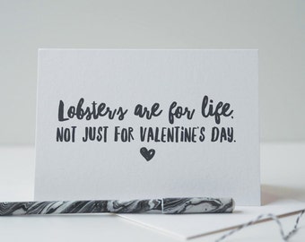 Lobsters Are For Life Valentines Card- Valentines Card - Lobsters Card - Funny Card