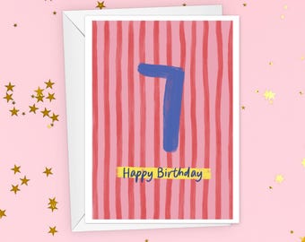Kids 7th Birthday Card - Milestone Birthday Card - Card For Children - Birthday Card